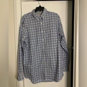Duluth Trading Mens Large Tall Blue Plaid Dress Shirt With Long Sleeves, Durable